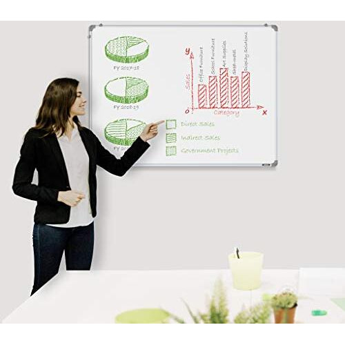 Pragati Systems Genius Melamine (Non-Magnetic) Whiteboard For Office, Meeting & Presentation With Lightweight Aluminium Frame | Durable & Long Lasting Marker Board | Large Size 3X4 Feet (Pack Of 1)