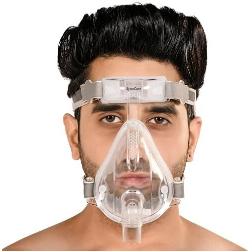 Synocare Cpap Mask Bipap Mask For Bipap Machine Cpap Machine For Sleep Apnea Full Face Mask Compatible To All Cpap Bipap Machine With Head Strap 100% Transparent