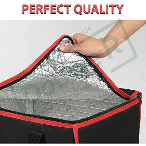 Double R Bags Polycarbonate Insulated Grocery Food Delivery Thermal Bag The Hot Box Hot And Cold Food Transport Bag For Uber Eats Swiggy Groceries Restaurants - Large Sized (Pack Of 1, Black)