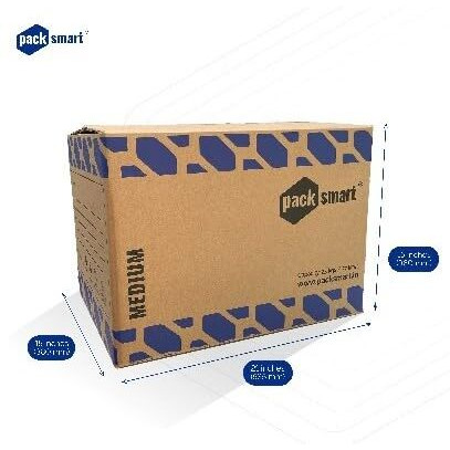 Pack Smart Packing Box Medium Size (21X15X15 Inches) Pack Of 5 | 5 Ply Corrugated Box For Packing & Secure Shipping, Moving, Courier & Goods Transportation, And Multi Purpose Carton Boxes