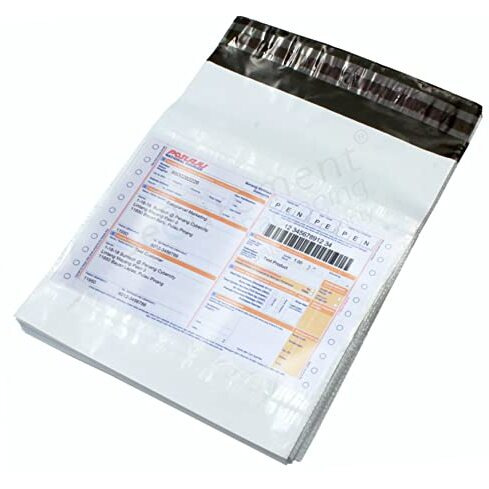 Securement Courier Bags/Envelopes/Pouches/Cover With Pod, 51 Microns, 16 Inch X 20 Inch, White And Black, Pack Of 100