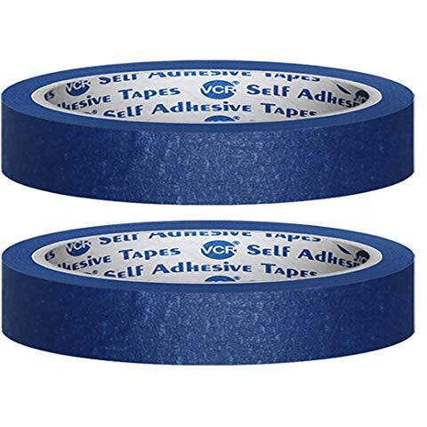 Vcr Blue Masking Tape - 20 Meters In Length 12Mm / 0.5" Width - 2 Rolls Per Pack - Easy Tear Tape, Best For Carpenter, Labelling, Painting And Leaves No Residue After A Peel.