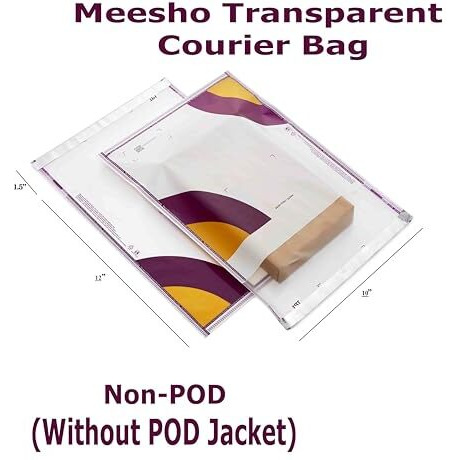 Plastic Leopack Meesho Branded Online Shopping Transparent Courier Covers With Barcode Packing Bags Non-Pod Tamper Proof E Commerce Delivery Material Polybag Flyers For Clothes Mailers (50, 10X12)