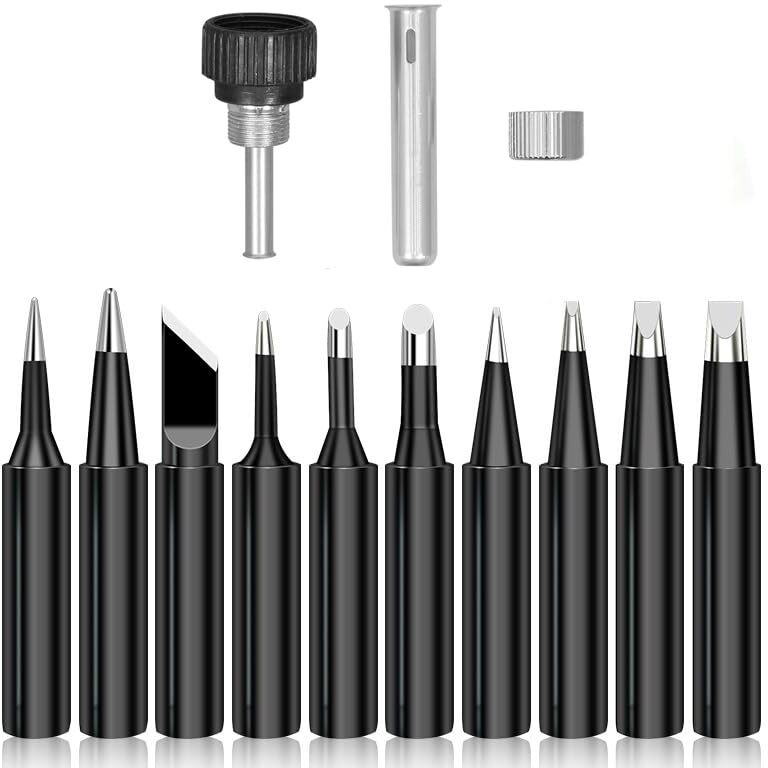 Serplex Soldering Iron Tips Kit, 10Pcs Assorted Soldering Tips For Hakko 900M 936, 60W /80W Welding Head Solder Tips Replacement Accessories Soldering Tips Kit Welding Tip Soldering Accessories