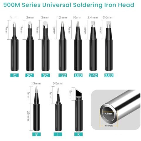 Serplex Soldering Iron Tips Kit, 10Pcs Assorted Soldering Tips For Hakko 900M 936, 60W /80W Welding Head Solder Tips Replacement Accessories Soldering Tips Kit Welding Tip Soldering Accessories