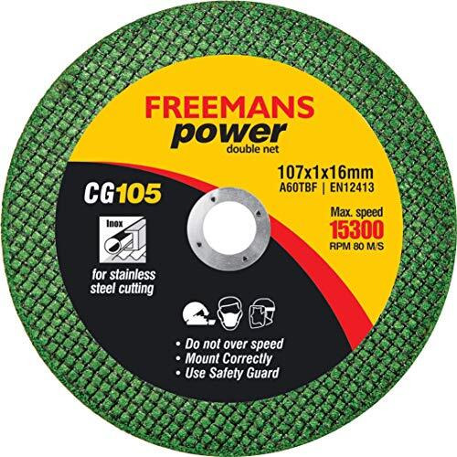 Freemans 4-Inch Double Net Cut Off Wheels For Metal And Stainless Steel Cutting Using Angle Grinder, Green - Pack Of 50 Pieces