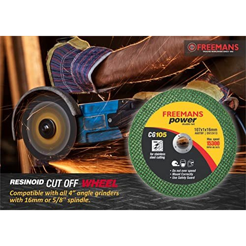 Freemans 4-Inch Double Net Cut Off Wheels For Metal And Stainless Steel Cutting Using Angle Grinder, Green - Pack Of 50 Pieces