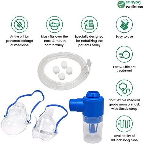 Sahyog Wellness Nebulization Kit With Chamber For Child & Adult Used In Heavy Duty Compressor Nebulizers (Transparent)