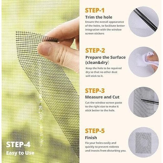 Fedora Mosquito Net Repair Tape, Window Screen Repair Tap, Strong Adhesive & Waterproof Window Mosquito Net Covering Mesh Tape For Door Tears Holes Screen Patch Repair (200Cm X 5Cm) (Pack Of 2)