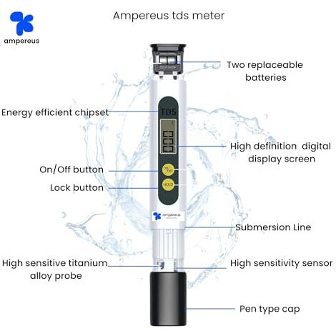 Ampereus Digital Tds Meter For Water Testing | Super Quality Testing Meter For Home | Total Dissolved Solids Tester | Water Purity Checking Machine