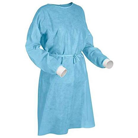 Cuff- Shield Non Woven Polypropylene Disposable Gown (Pack Of 10 Pcs, Color-Blue, Length-48Inch, Knitted Cuff, Size-Regular Fits All) - 40 Gsm Spun-Bond Breathable Fabric