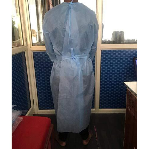 Cuff- Shield Non Woven Polypropylene Disposable Gown (Pack Of 10 Pcs, Color-Blue, Length-48Inch, Knitted Cuff, Size-Regular Fits All) - 40 Gsm Spun-Bond Breathable Fabric