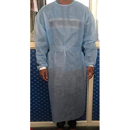 Cuff- Shield Non Woven Polypropylene Disposable Gown (Pack Of 10 Pcs, Color-Blue, Length-48Inch, Knitted Cuff, Size-Regular Fits All) - 40 Gsm Spun-Bond Breathable Fabric