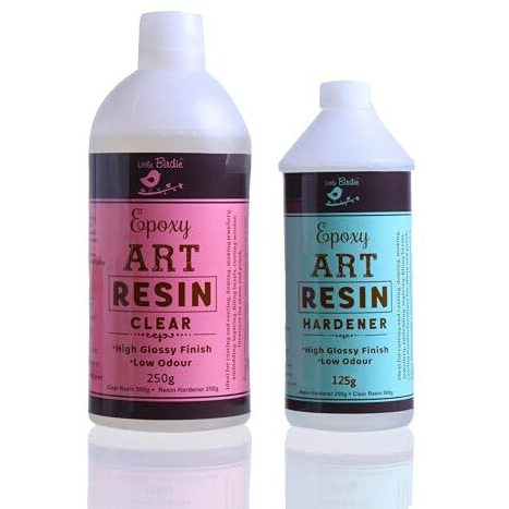 Little Birdie High Gloss Epoxy Resin Art Kit 375 Gms | 21 Crystal Clear Epoxy Resin Liquid For Diy Craft, Moulding & Casting, Jewellery, Keychain Making |Long Lasting, Super Smooth, Bubble Free Resin