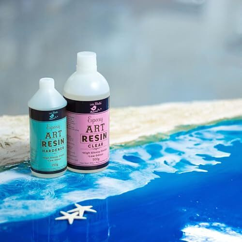 Little Birdie High Gloss Epoxy Resin Art Kit 375 Gms | 21 Crystal Clear Epoxy Resin Liquid For Diy Craft, Moulding & Casting, Jewellery, Keychain Making |Long Lasting, Super Smooth, Bubble Free Resin