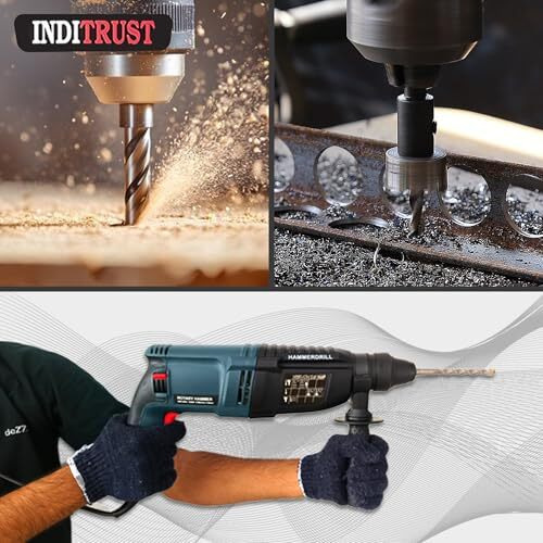 Inditrust 1250W 26Mm 2-26 Re Reversible Rotary Hammer Drill Machine Sds Plus With 3 Modes 3 Hammers Bits 2 Chisels With 6 Months Warranty And Copper Winding (Blue) 100% Copper Winding