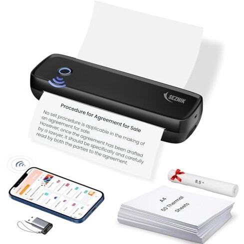 Seznik Portable A4 Printer, Bluetooth, Inkless For Professionals,Travel | Mini Printer | Usb, Bluetooth Printer Compatible With Android Ios Laptop | 1 Year Warranty (Pro-Hd304Dpi-Black)