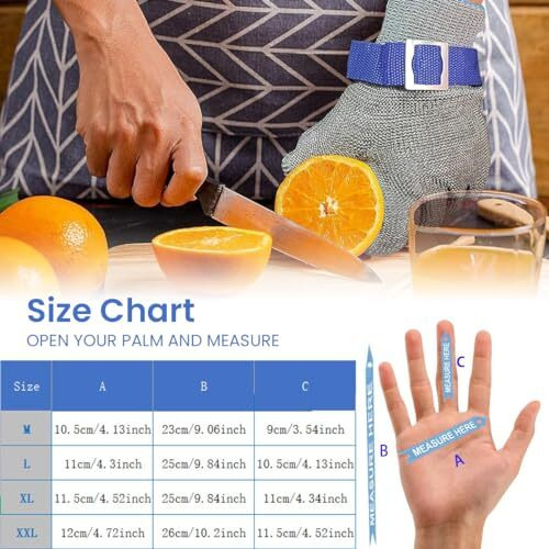 Hasthip 1Pcs Stainless Steel Mesh Gloves, Anti-Cut Level-9 Protection Work Gloves, Adjustable Fit, Puncture Proof Glove For Processing, Fish Handling, Metal & Wood Work (Large, Pack Of 1)