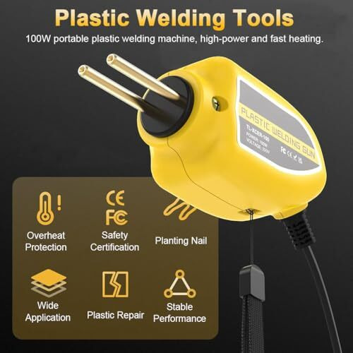 Serplex 100W Plastic Welder, Portable Plastic Welding Kitwith 200Pcs 4 Types Welder Staples & Tool Bag, Plastic Repair Kit Car Bumper Repair Kit Plastic Welding Gun For Car Bumper Crack Kayak Repair