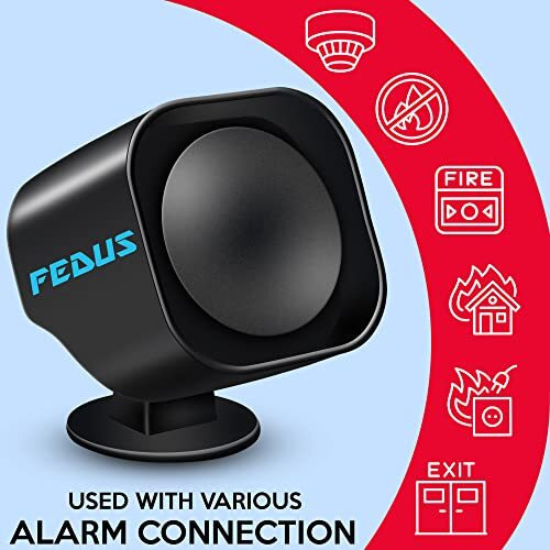 Fedus 220V -110 Db Industrial Security Sound Alarm Buzzer Siren Hooter Security Loud Sound Alarm For Bank, Hospitals, Mines, Fire Alarm, Security System, Ambulance,Pack-1 Black