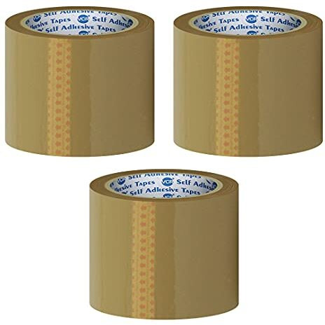 Vcr Self Adhesive Brown Cello Tape - 65 Meters In Length - 96Mm / 4" Width - 3 Rolls Per Pack - Bopp Industrial Packaging Tape For E-Commerce Box Packing, Office And Home Use