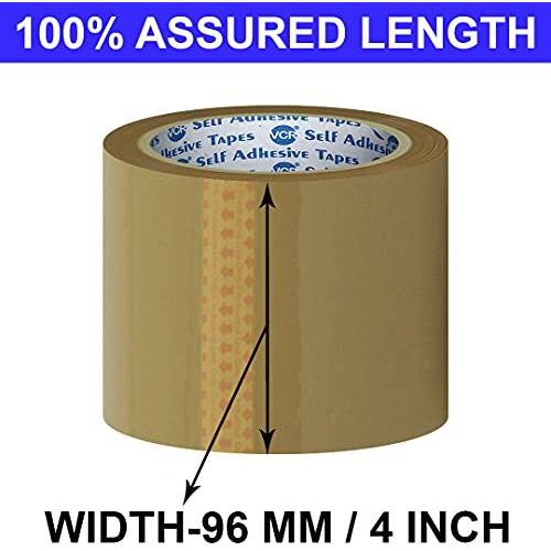 Vcr Self Adhesive Brown Cello Tape - 65 Meters In Length - 96Mm / 4" Width - 3 Rolls Per Pack - Bopp Industrial Packaging Tape For E-Commerce Box Packing, Office And Home Use