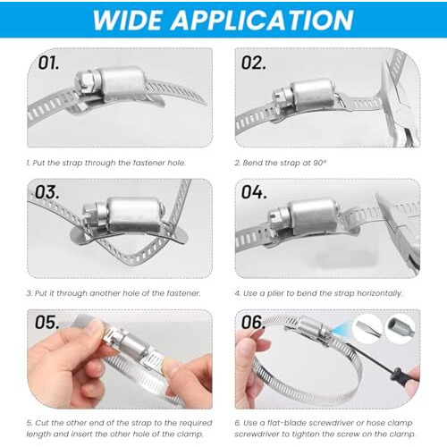 Serplex 13.3Ft Hose Clamp Roll Diy Hose Clamp Roll 304 Stainless Steel Hose Clamp With 8 Fastening Bolts Attachment Cuttable Hose Clamp Hose Clamp Band For Plumbing, Pipe Repairing, Diy