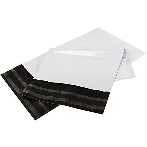 Securement Tamper Proof Courier Bag/Polybag With Pod, 60 Micron, 8 Inch X 10 Inch, White And Black, Pack Of 100