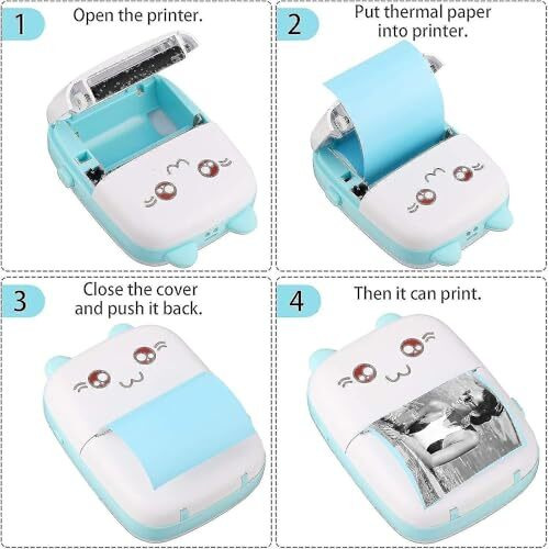 Morovik Mini Bluetooth Thermal Printer, Portable Label Printer Inkfree Printer For Android & Ios System, Black On White Thermal Printer With Roll Of Print Paper, Stickers, (Style 1)