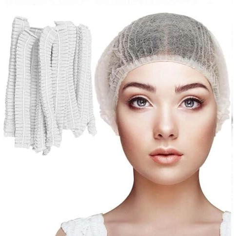 Jasmine & Glory 300 Pcs White Premium Disposable Bouffant Caps With Elastic Band - Hygienic Hair Protection For Salons, Spas, Use - Universal Fit - Bulk Pack Of High-Quality Head Covers