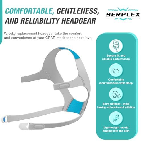 Serplex 1Pcs Cpap Headgear For Airfit/Airtouch F20, Replacement Headgear With Magnetic Buckles Attachment, Adjustable Elastic Replacement Headgear Straps Compatible With Resmed Aritouch Mask F20