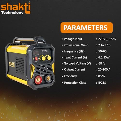 Shakti Technology Mma-200G Inverter Arc Compact Welding Machine (Igbt) 200A With Hot Start And Anti-Stick Functions - 1 Year Warranty, Metal, Multicolor
