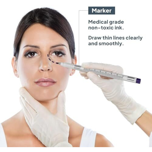 Otica Skin Marker With Ruler Surgical Skin Marker Stencil Pen Tattoo Measure Ruler Set Tool (Pack Of 3)