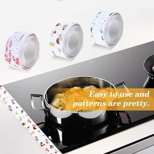 3 Pcs Waterproof Tape For Kitchen Sink Oil Proof Caulk Kitchen Sink Tape Waterproof For Corner Caulk Self Adhesive Sealing Tape Gap Sealer For Platform Bathroom(Multi Print)