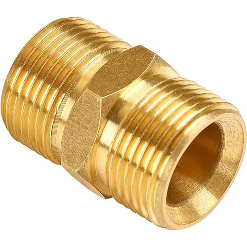 Tuqo High Pressure Washer Hose Connector | M22-15Mm Male To M22-15Mm Male | Solid Brass, 5000 Psi Pressure Washer Hose Extension Adapter Fitting | 1 Pcs | Rb438