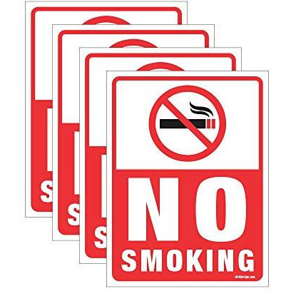 Clickforsign No Smoking Sign Board - 4 Pieces - Rust Free - Clear And Visible Text - Light, Tough, Long-Lasting - Stop Cigarette/Cigar Use - Perfect For Office