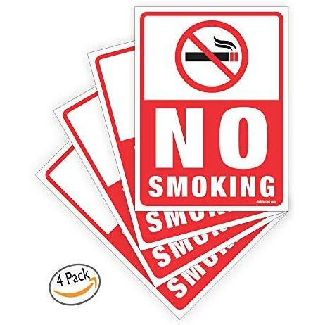 Clickforsign No Smoking Sign Board - 4 Pieces - Rust Free - Clear And Visible Text - Light, Tough, Long-Lasting - Stop Cigarette/Cigar Use - Perfect For Office