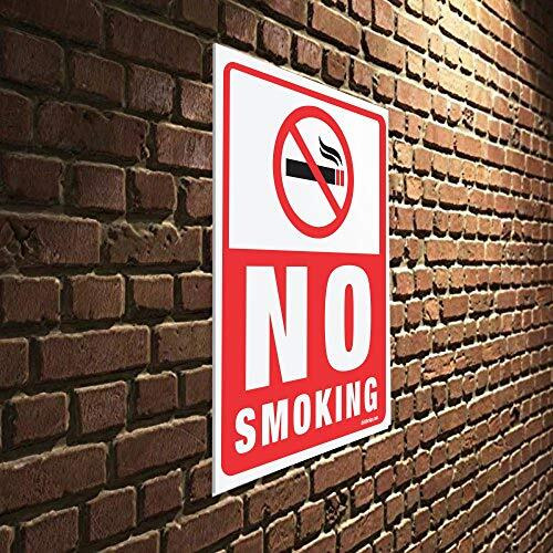 Clickforsign No Smoking Sign Board - 4 Pieces - Rust Free - Clear And Visible Text - Light, Tough, Long-Lasting - Stop Cigarette/Cigar Use - Perfect For Office