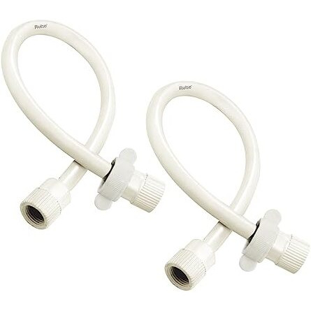 Ruhe 18 Inches Connection Pipe | Ptmt Heavy Duty Connection Pipe |White | Hose Pipe Suitable For Countertop Faucets| Pipe For Basins And Sinks, Geysers & Flush Tanks | Bathroom Accessories (Set Of 2)