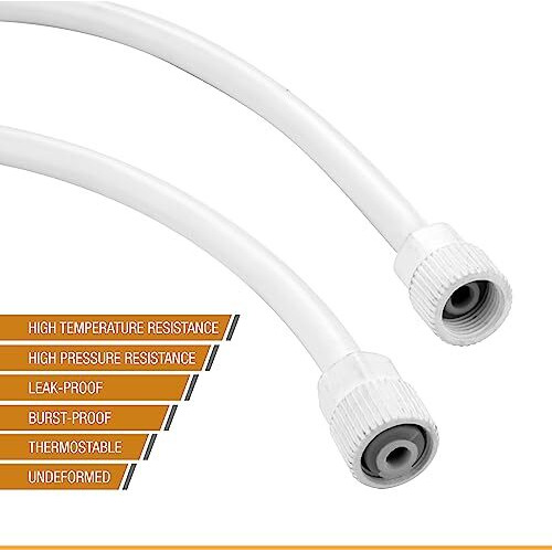 Ruhe 18 Inches Connection Pipe | Ptmt Heavy Duty Connection Pipe |White | Hose Pipe Suitable For Countertop Faucets| Pipe For Basins And Sinks, Geysers & Flush Tanks | Bathroom Accessories (Set Of 2)