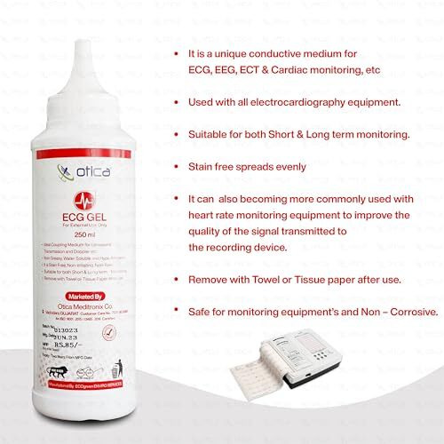 Otica Ultrasound Gel For Usg Ecg Eeg Sonography And Physio 250Ml (Clear Gel, Pack Of 6)