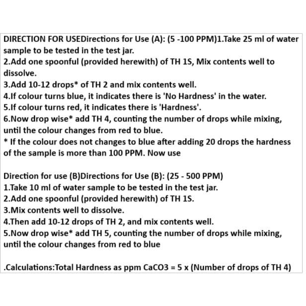 Aquasol Ae221 Total Hardness Test Kit 250 Tests (5-100 & 25-500 Ppm (Mg/L)