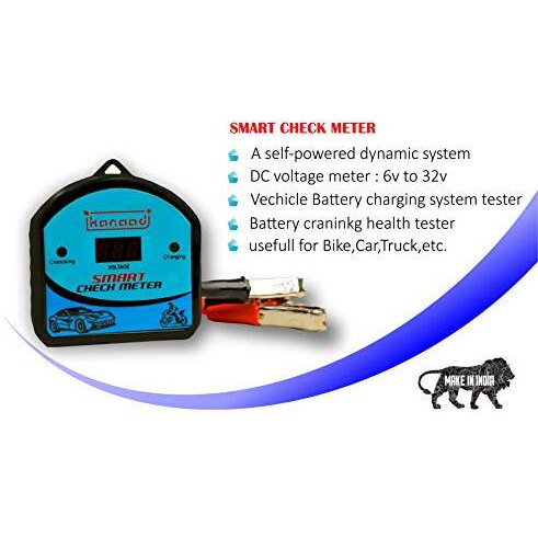 Kanaad 6 Volt To 32 Volt Dc Corded Electric Digital Voltmeter With Battery Health Indicator And Battery Charging Indicator, Blue