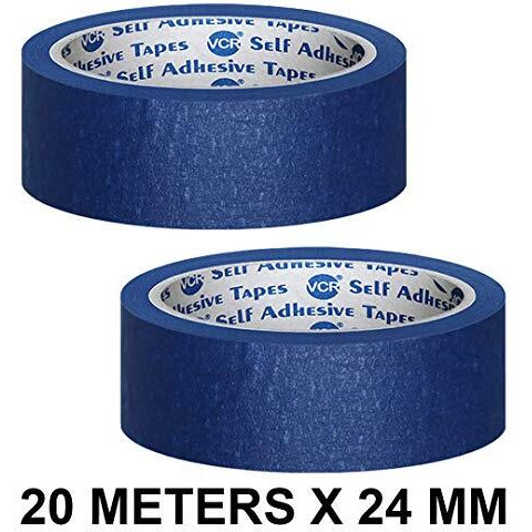 Vcr Blue Masking Tape - 20 Meters In Length 24Mm / 1" Width - 2 Rolls Per Pack - Easy Tear Tape, Best For Carpenter, Labelling, Painting And Leaves No Residue After A Peel.