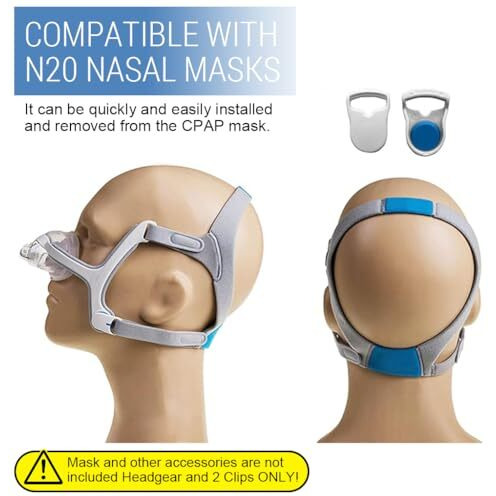 Serplex Replacement Plush Headgear & Magnetic Clips For Airfit N20 Nasal Cpap Mask Tailored Fit Headgear Magnetic Clips Replacement, Size L