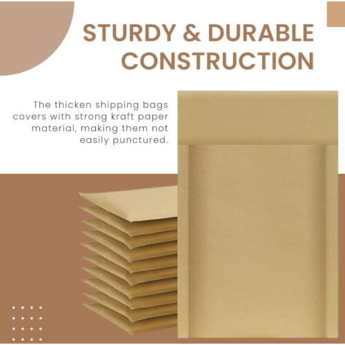 Securement Kraft Paper Bubble Lined Bags/Paper Cushion Padded Enveloped/Bubble Courier Bags Mailing Packing And Packaging, Pouch Bags With Cushioning (5X7, Brown, 50)