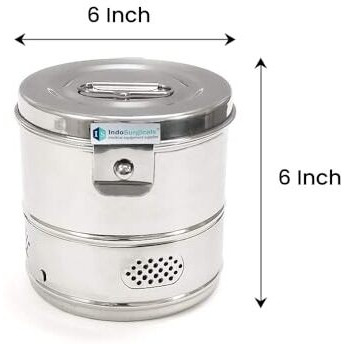 Is Indosurgicals Stainless Steel Dressing Drums, 6" X 6"