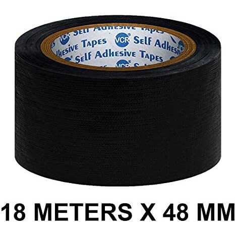 Vcr Black Duct Tape - 18 Meters In Length 48Mm / 2" Width - 1 Roll Per Pack - Strong Book Binding Tape - Waterproof Heavy Duty Duct Tape