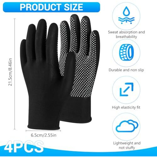 Proberos 4 Pairs Nylon Sport Gloves, Full Palm Anti-Slip Design Gloves, Breathable Stretchy Working Riding Protective Outdoor Cotton, For Cricket, Cycling, Fitness, Repairman