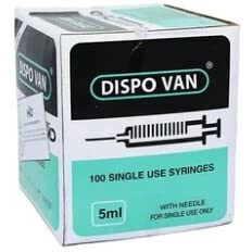 Generic 5Ml Syringes With Needle, Sterile, Single-Use, Pack Of 100 | Plastic, Leak-Proof, Biocompatible, Sharp Precision Needle, Smooth Plunger, Clear Barrel With Graduations